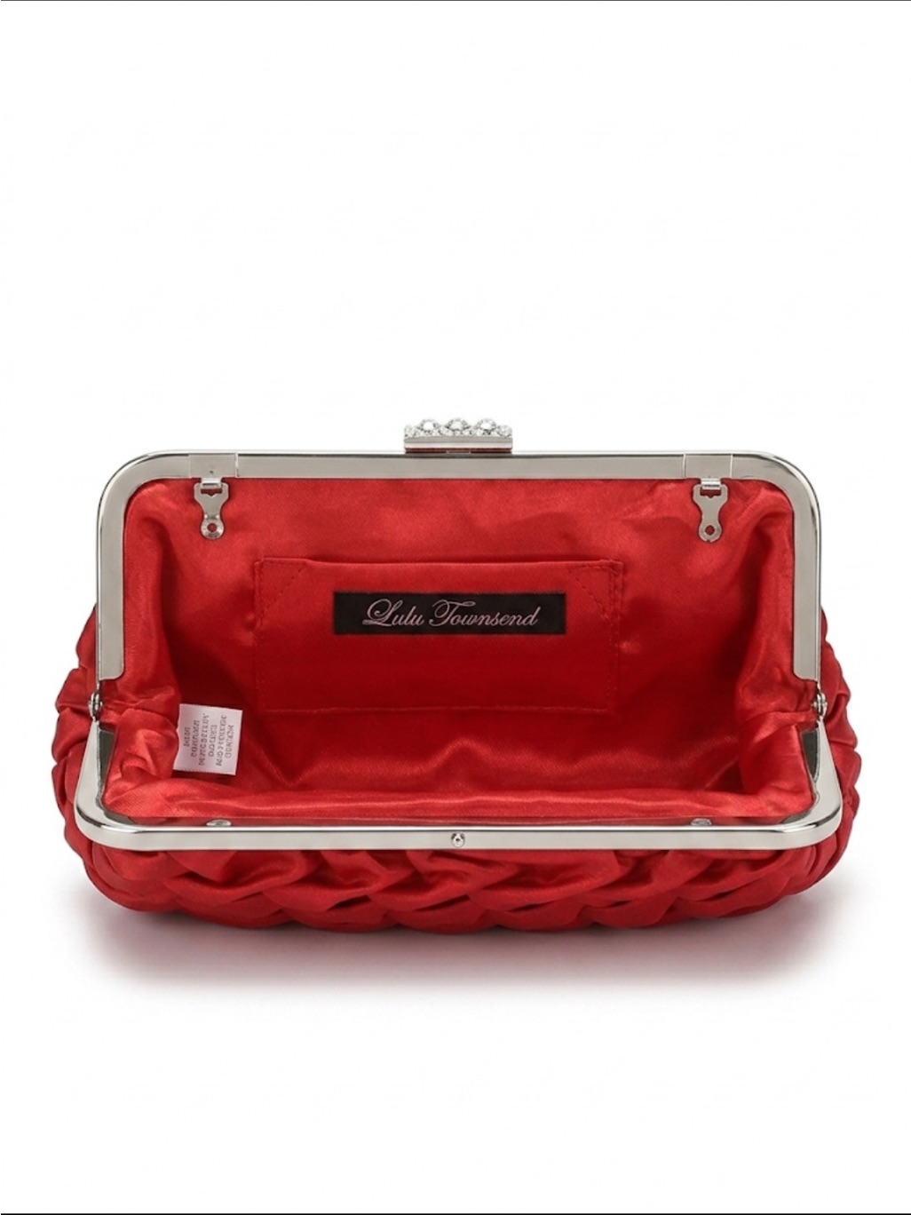 Lulu Townsend Red Satin Woven Frame Clutch